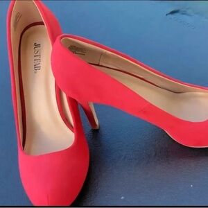 JustFab Vibrant Red Pointed-Toe Stiletto Heels